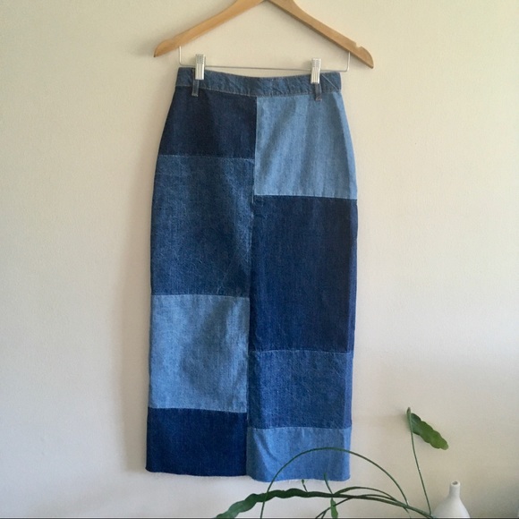 Zara Colourblock Denim Skirt - Picture 9 of 14